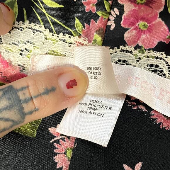 Vintage Y2k Victoria's Secret Satin Lace Floral Gothic Coquette Slip Dress - Picture 13 of 14